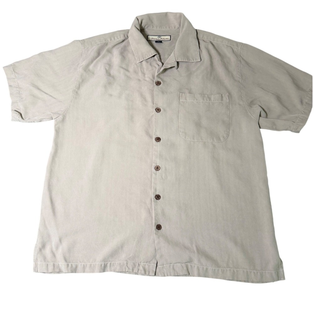 Tommy Bahama Harley-Davidson Silk Camp Shirt Mens Small Beige Embroidered Bike